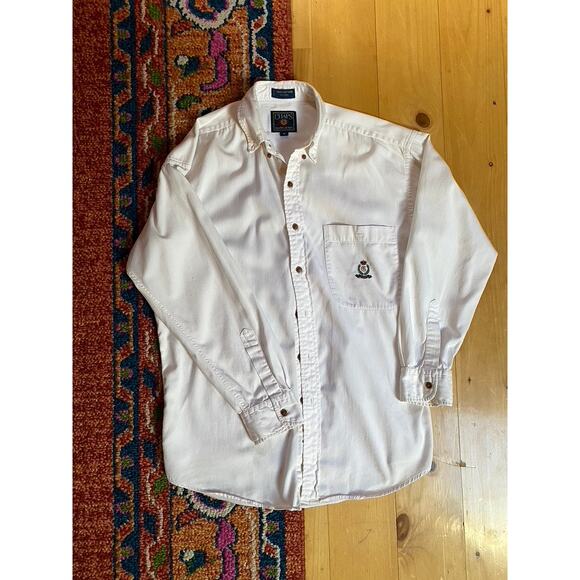 Chaps Button Down Shirt Long Sleeve Cotton White Embroidered - Picture 3 of 8